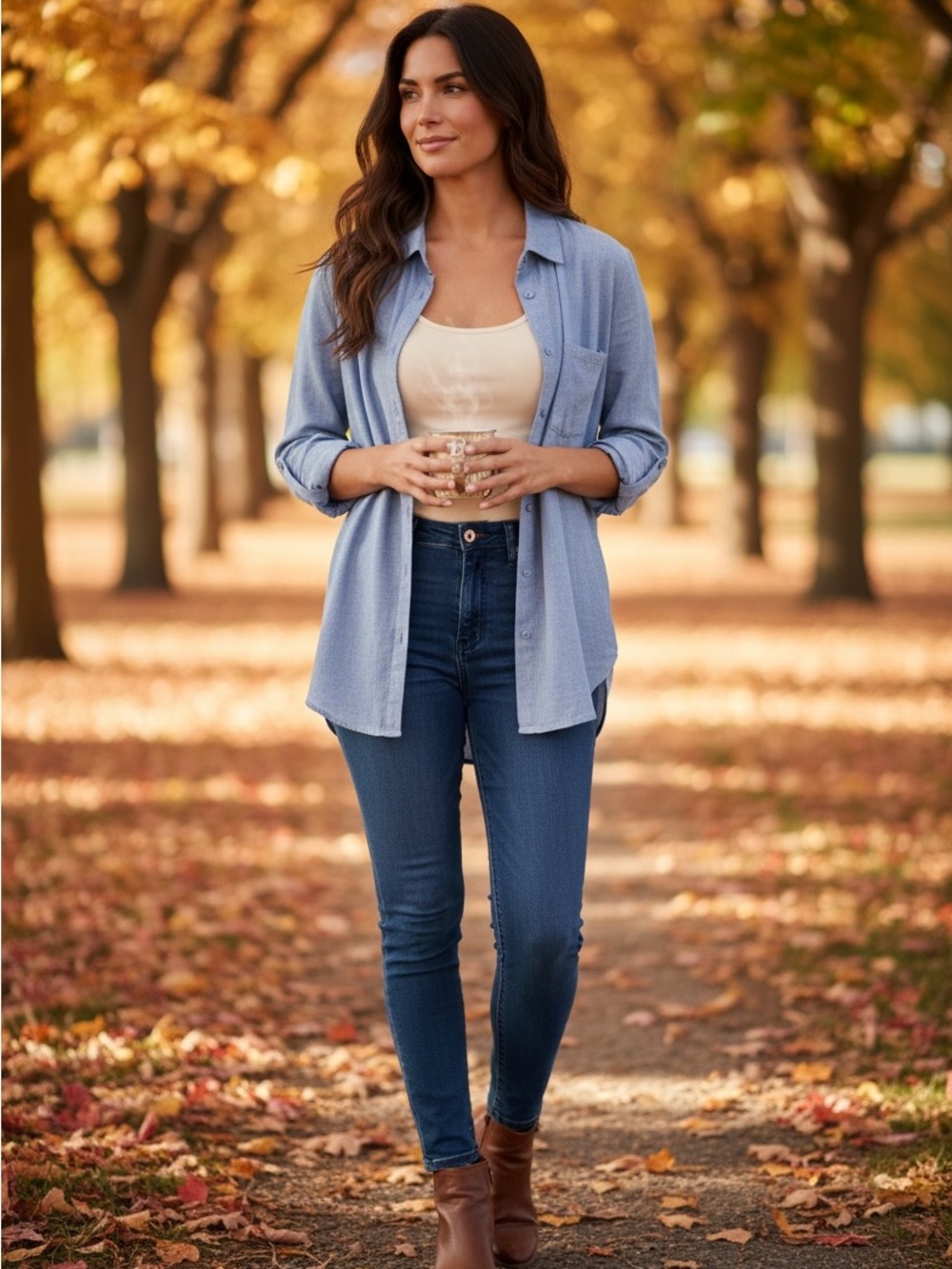 Karen Brooks Relaxed Button-Down Shirt in Light Blue